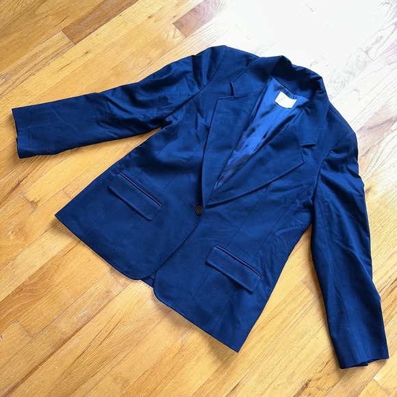 Pendleton Jackets & Blazers - Pendleton Blazer Womens 14 Navy Virgin Wool Made in USA One Button Lined Flap